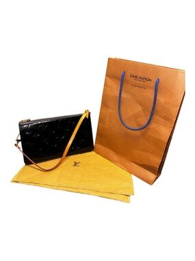 Louis Vuitton Authentic Black Vernis Lexington Tan Strap Dust Bag Paper Tote
